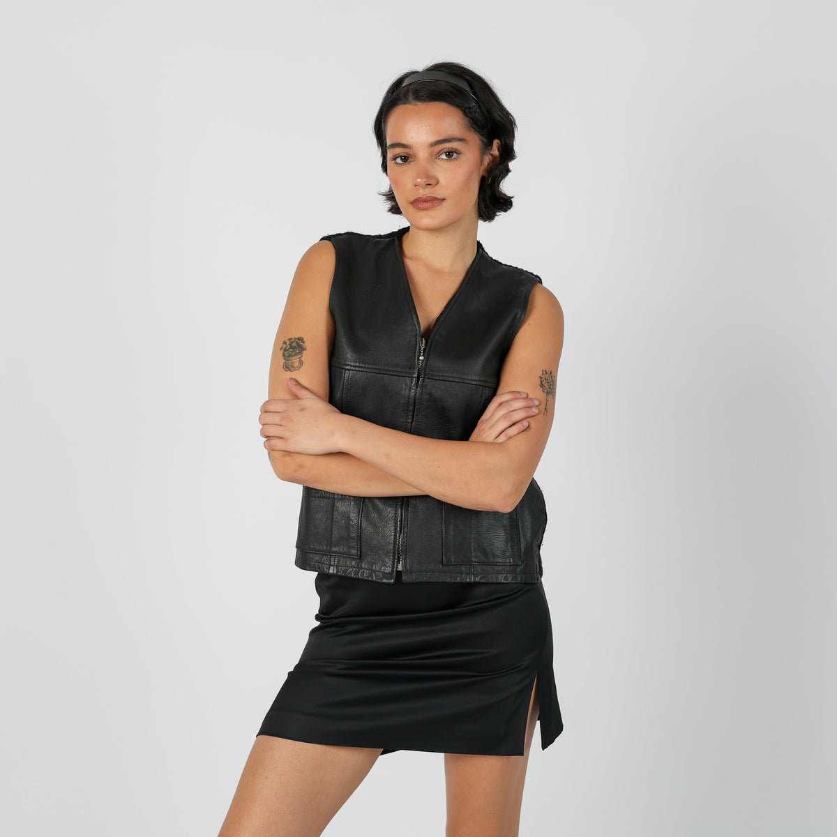Black Y2K Alpha Leather Jacket (S)