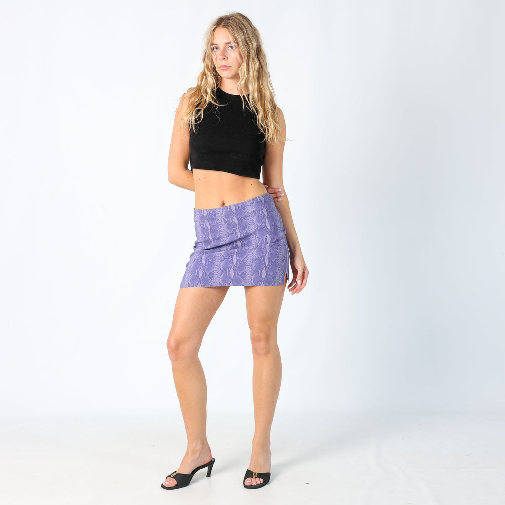 Lilac Purple 90s Woven Mini Skirt Snakeprint (8)