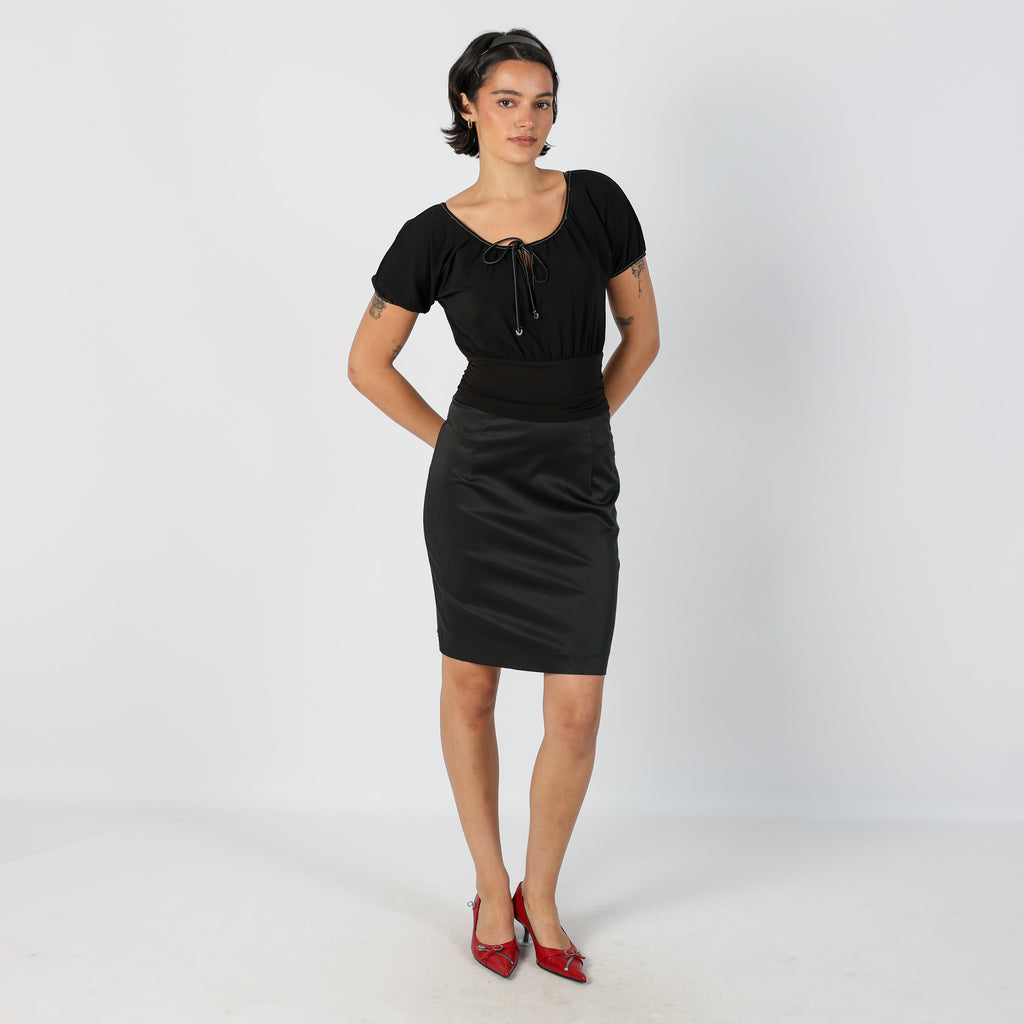 Black Y2K Woven Mini Dress (S)