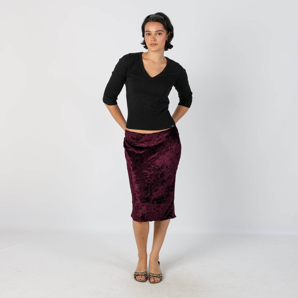Purple Y2K Woven Midi Skirt (S)