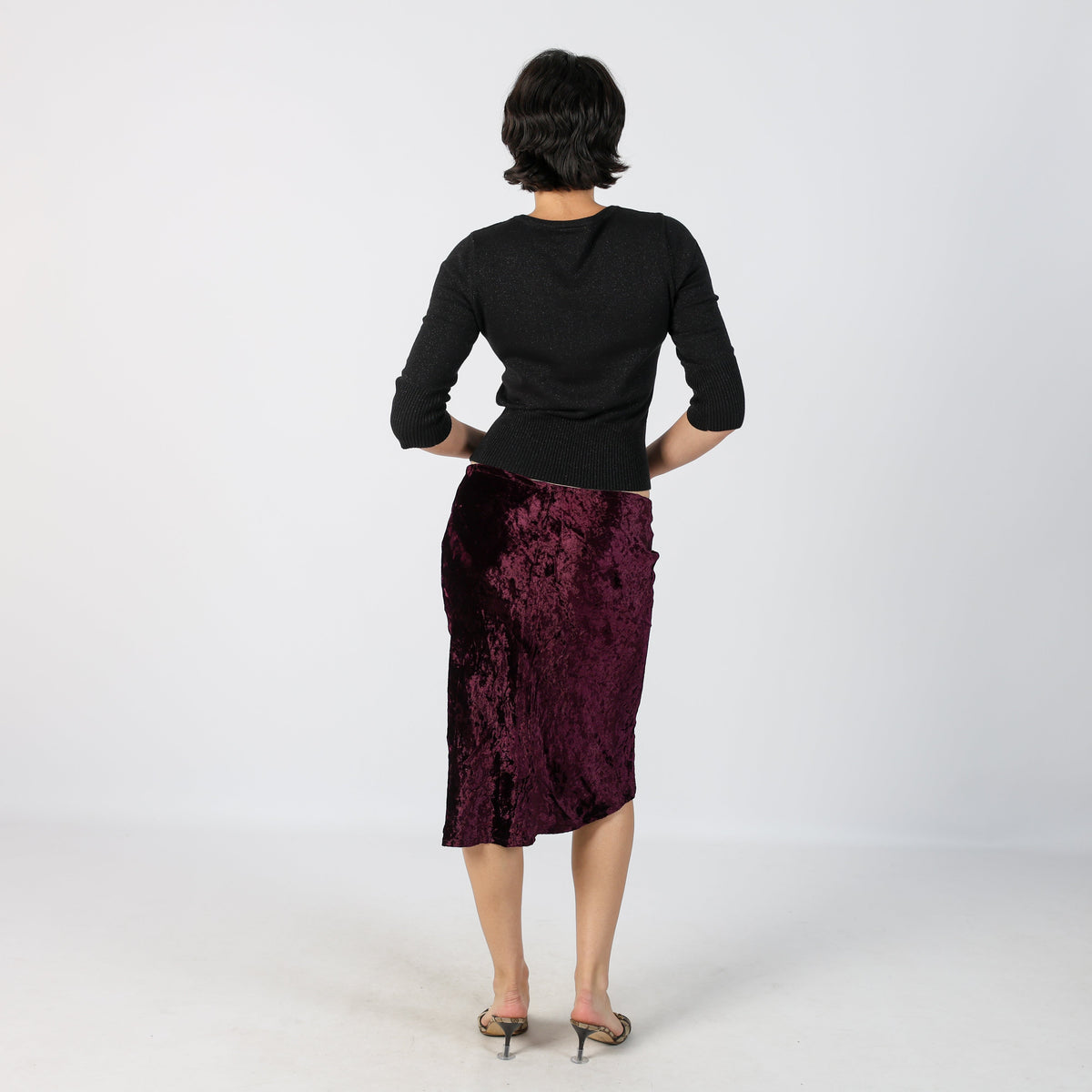 Purple Y2K Woven Midi Skirt (S)