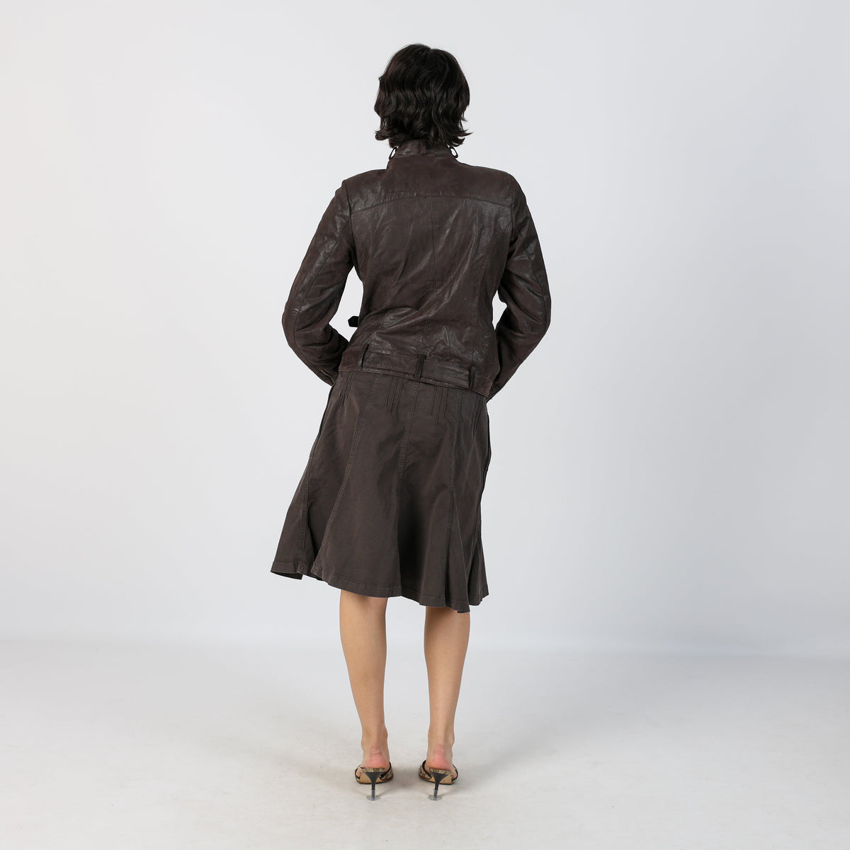 Grey Y2K Krizia Jeans Woven Midi Skirt (S)