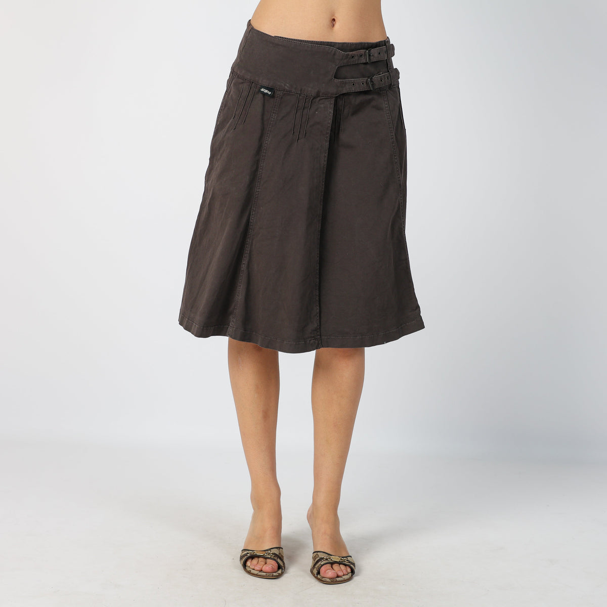 Grey Y2K Krizia Jeans Woven Midi Skirt (S)