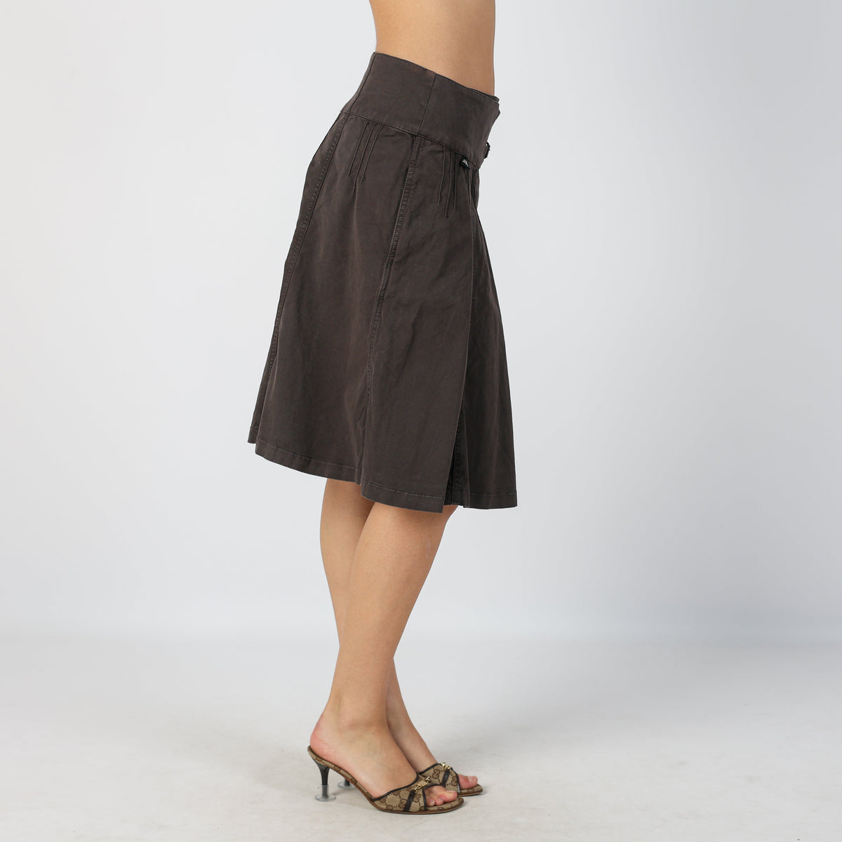 Grey Y2K Krizia Jeans Woven Midi Skirt (S)