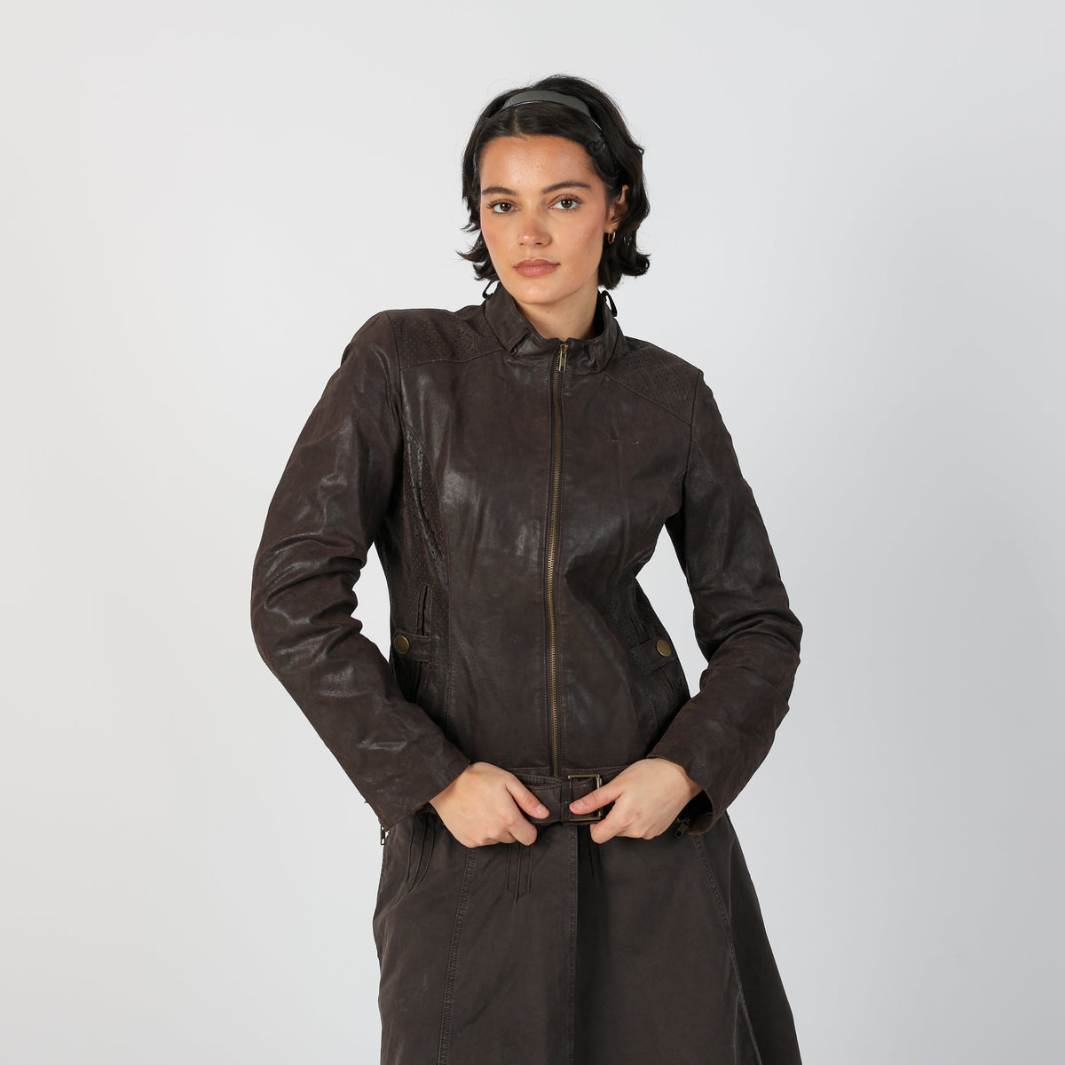 Brown Y2K Leather Jacket (S)