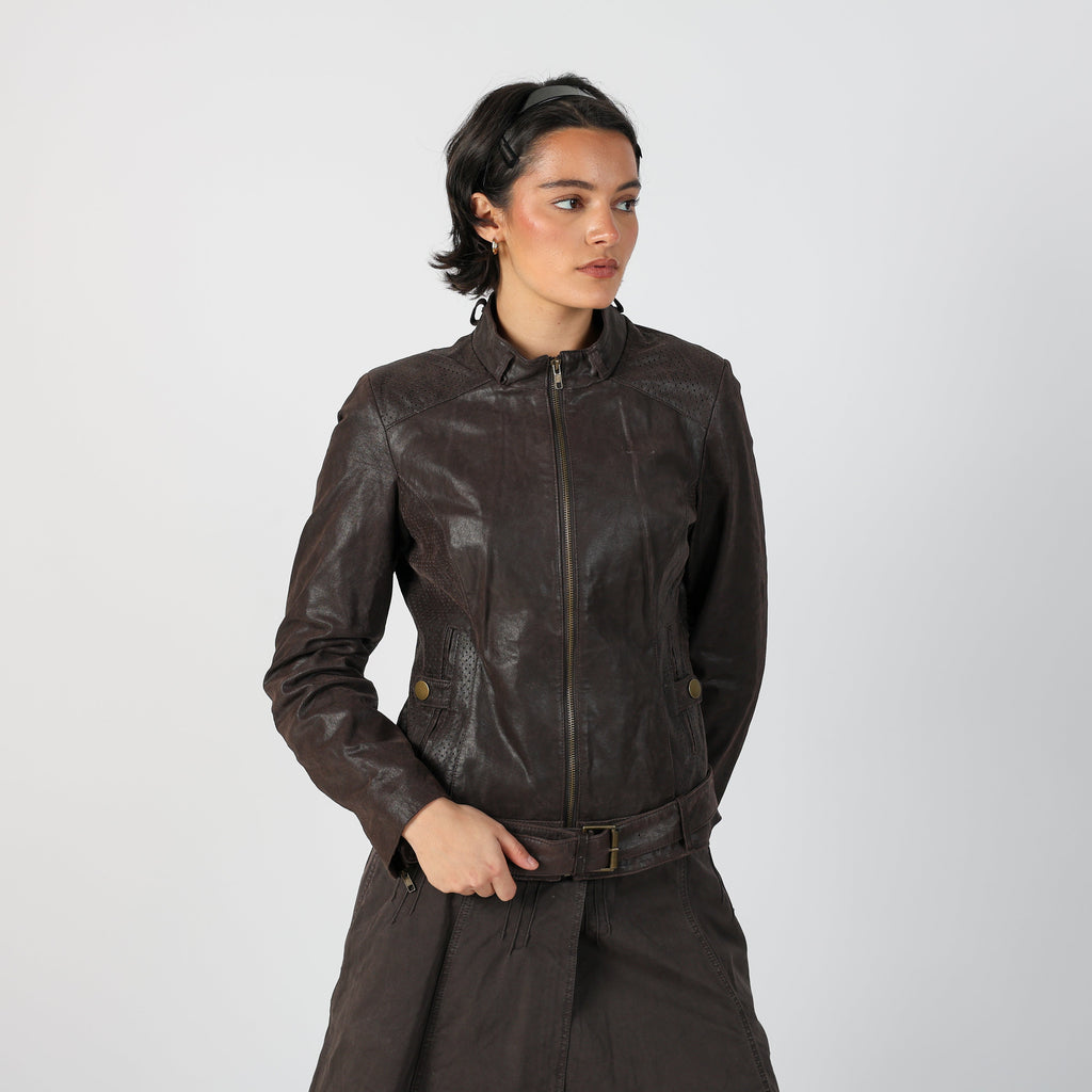 Brown Y2K Leather Jacket (S)