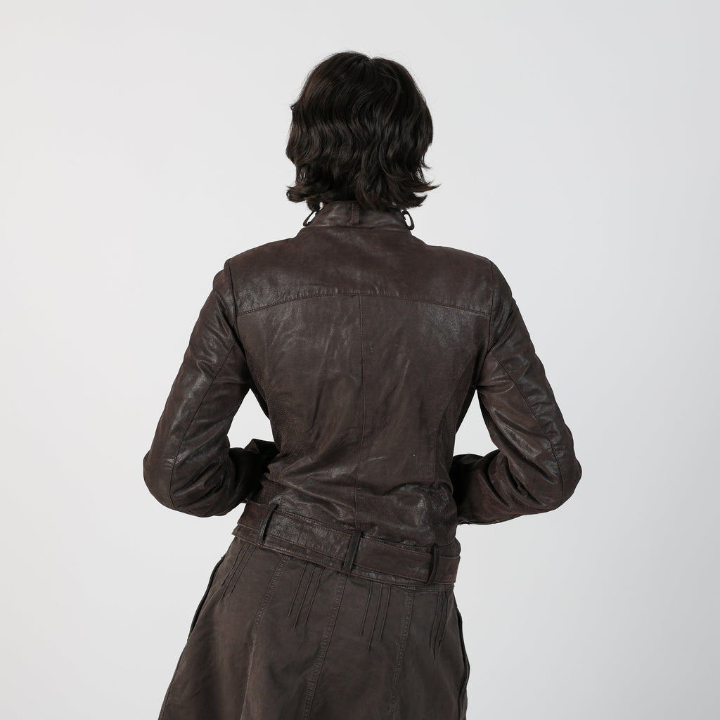 Brown Y2K Leather Jacket (S)