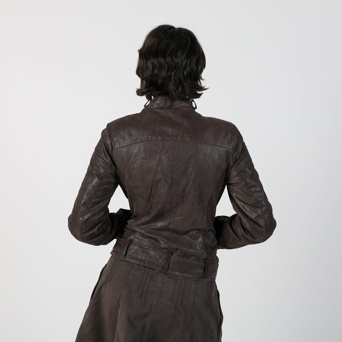 Brown Y2K Leather Jacket (S)
