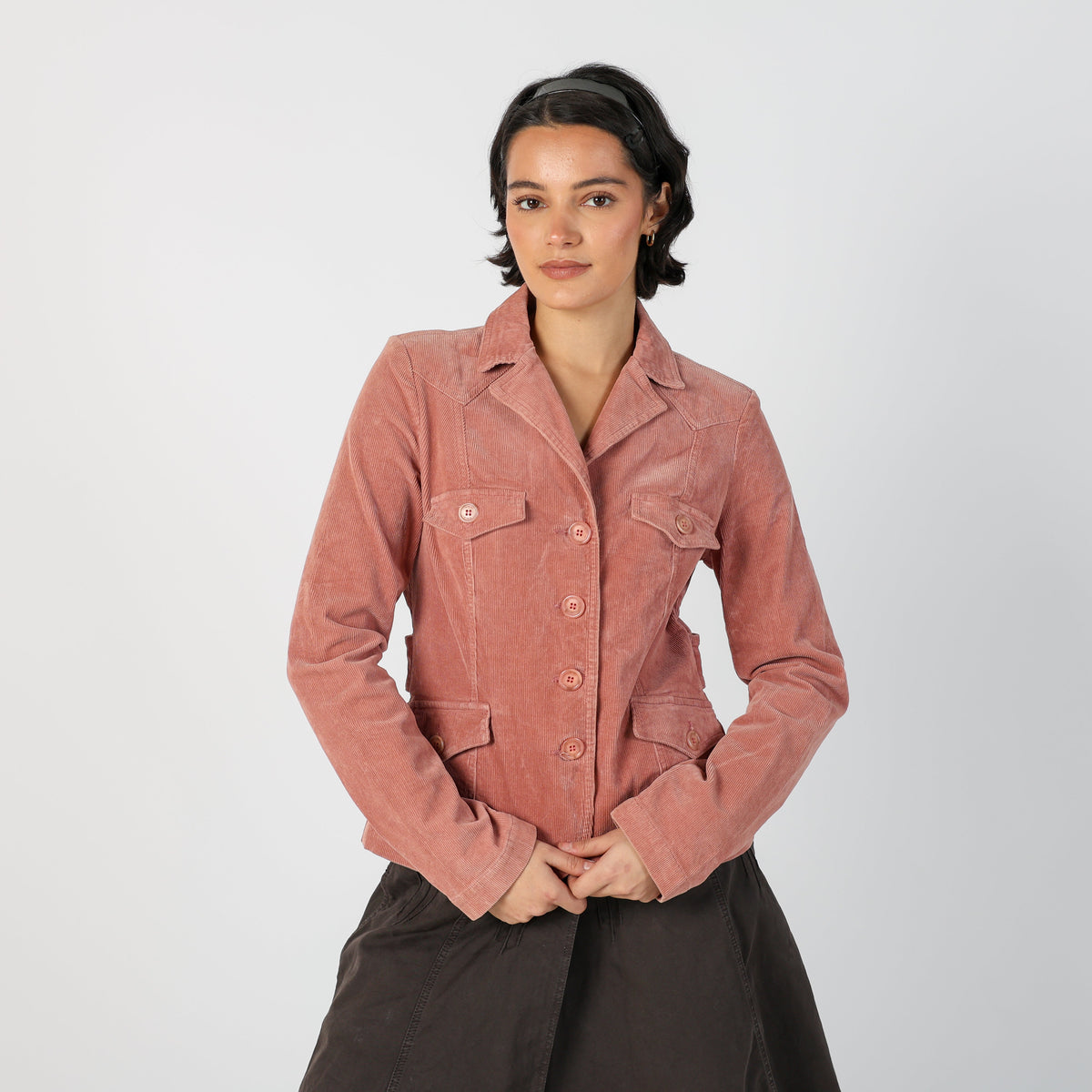 Peach Y2K Sisley Cord Jacket (S)