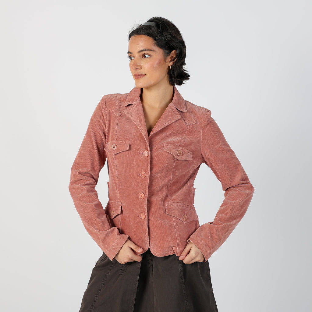 Peach Y2K Sisley Cord Jacket (S)