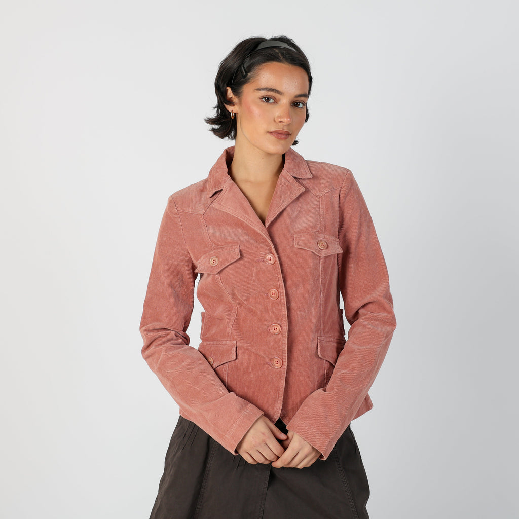 Peach Y2K Sisley Cord Jacket (S)
