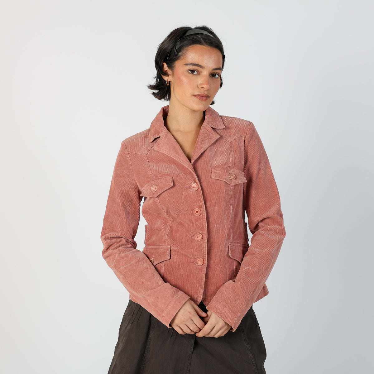 Peach Y2K Sisley Cord Jacket (S)
