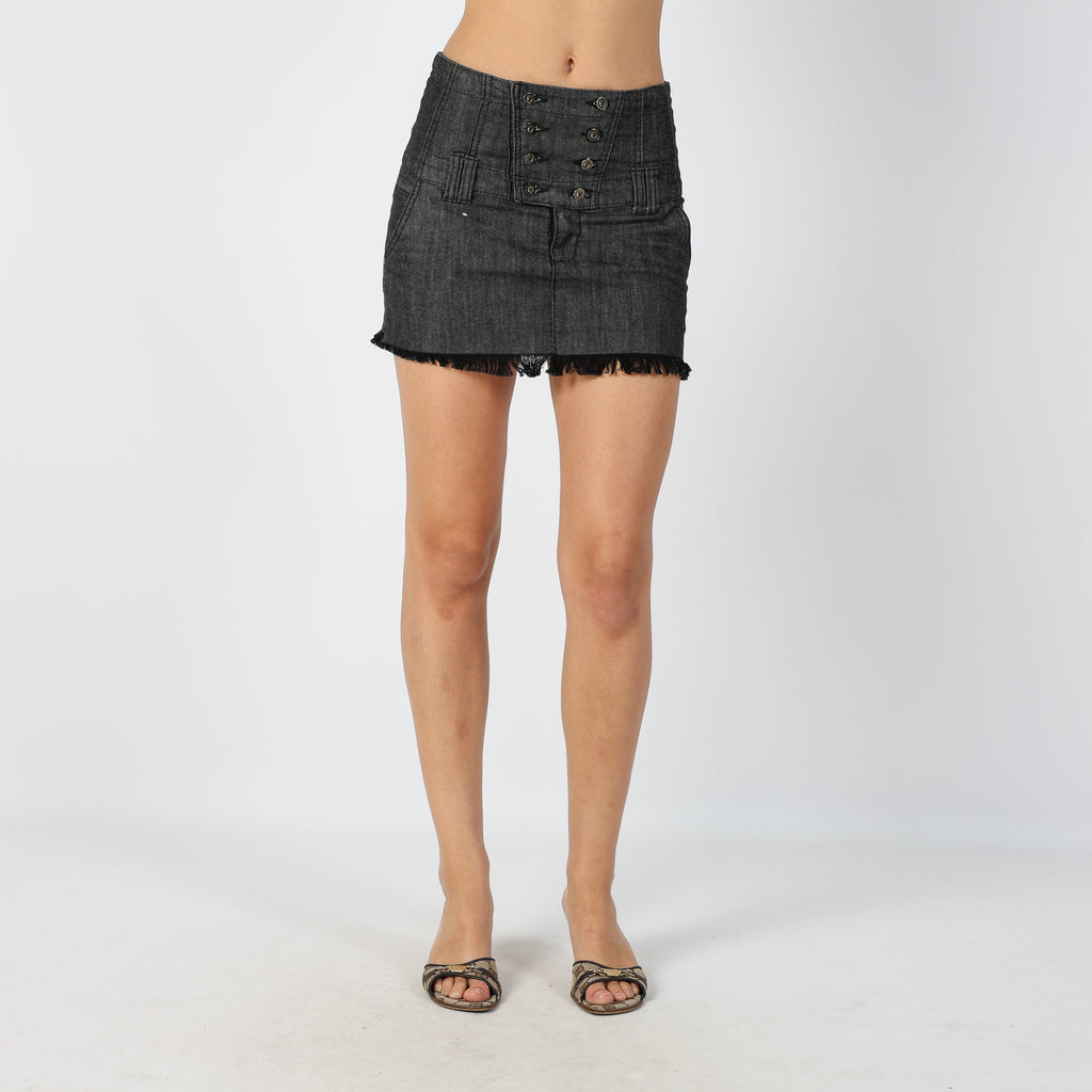 Charcoal Grey Y2K Vera Moda Denim Mini Skirt (XS)