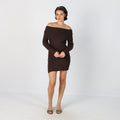 Brown Y2K Made in Italy Knitted Mini Dress (S)