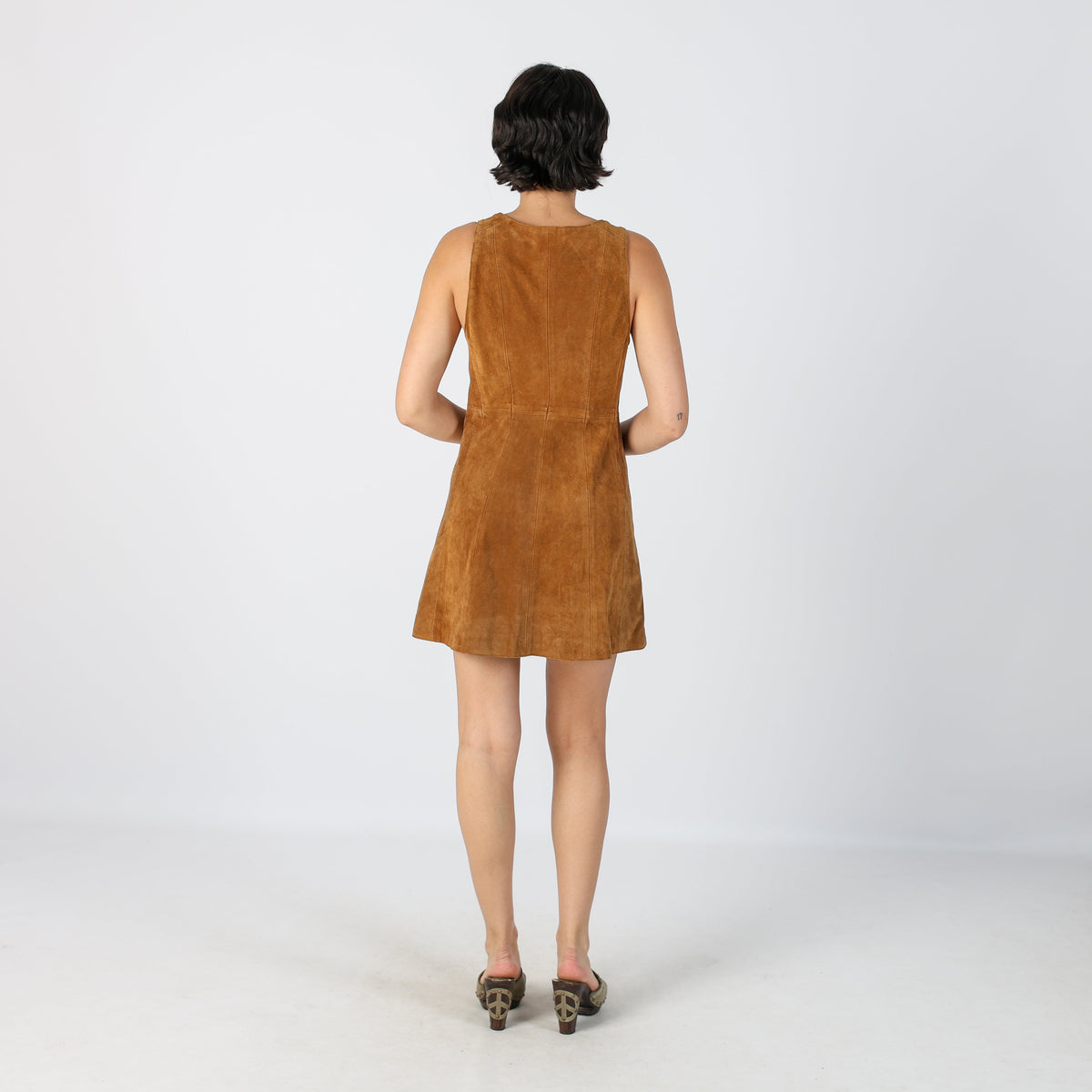 Tan Y2K Leather Mini Dress (S)