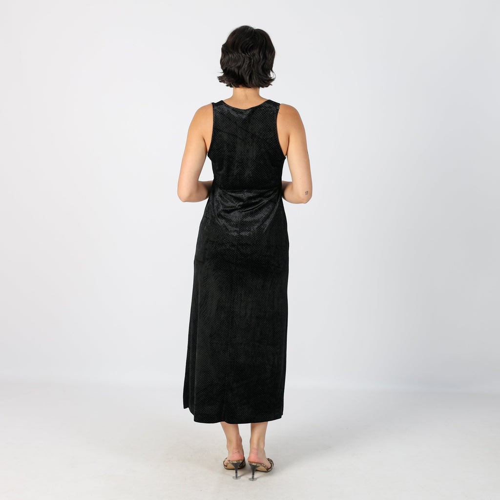 Black Y2K Woven Maxi Dress Polkadot (S)