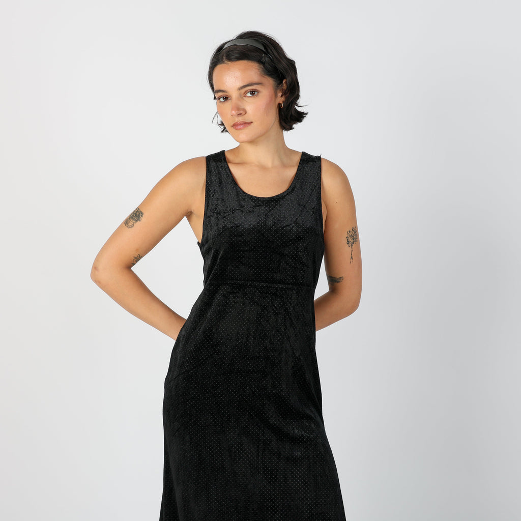 Black Y2K Woven Maxi Dress Polkadot (S)