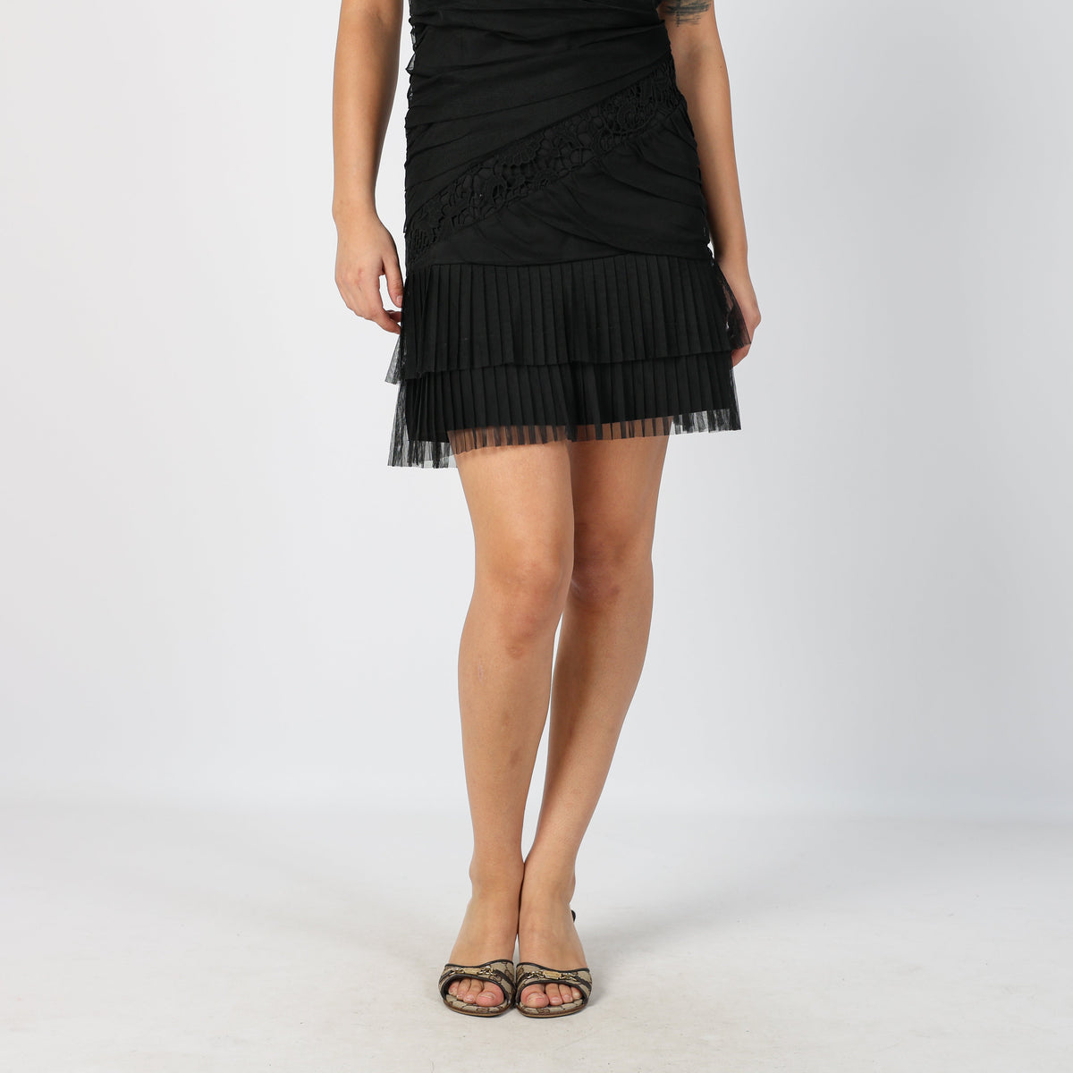 Black Y2K Rinascimento Woven Mini Dress (S)