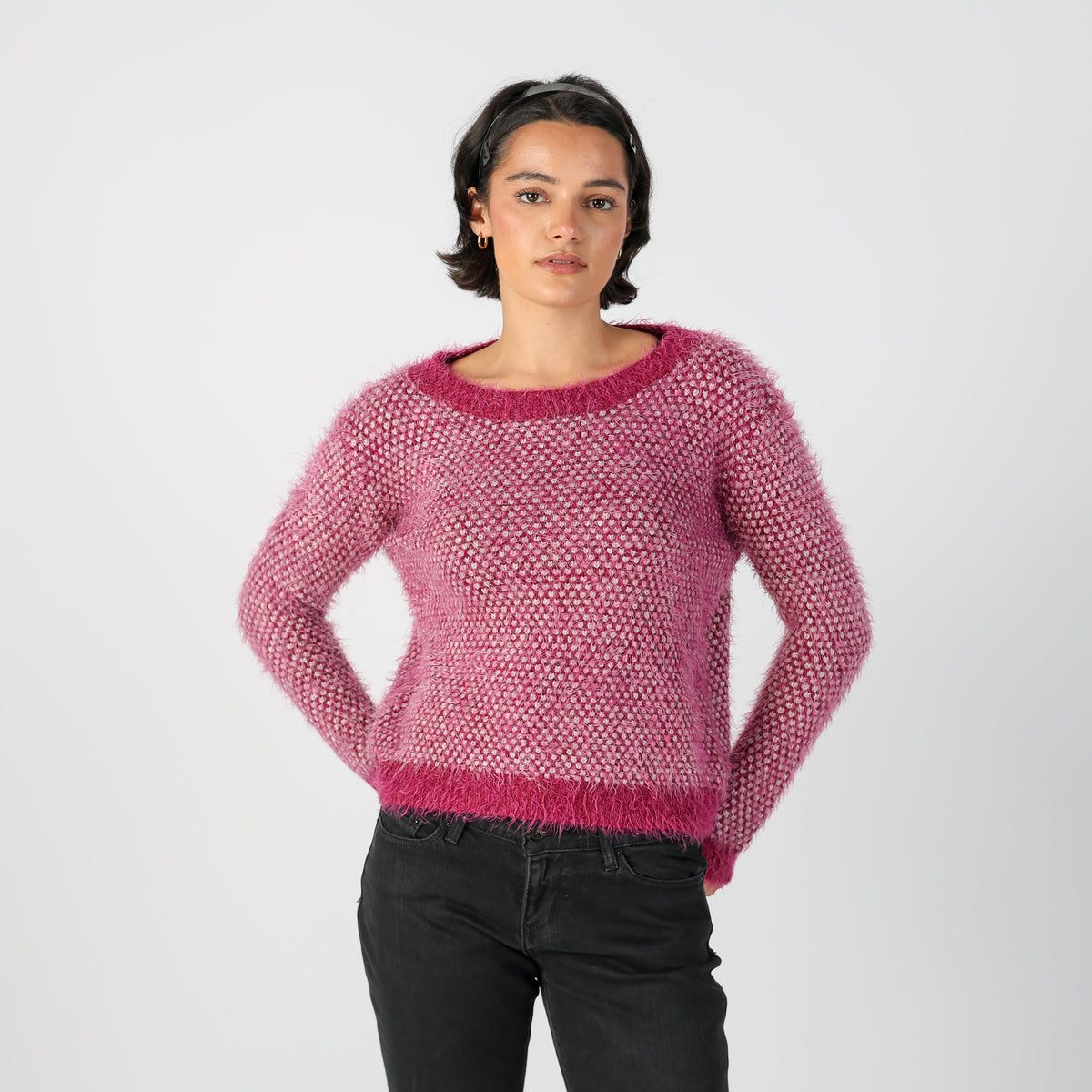 Pink Y2K Knitted Jumper (M)