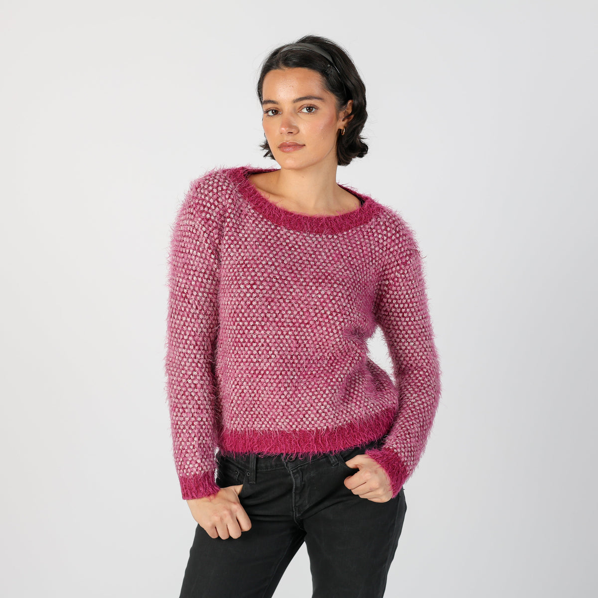 Pink Y2K Knitted Jumper (M)