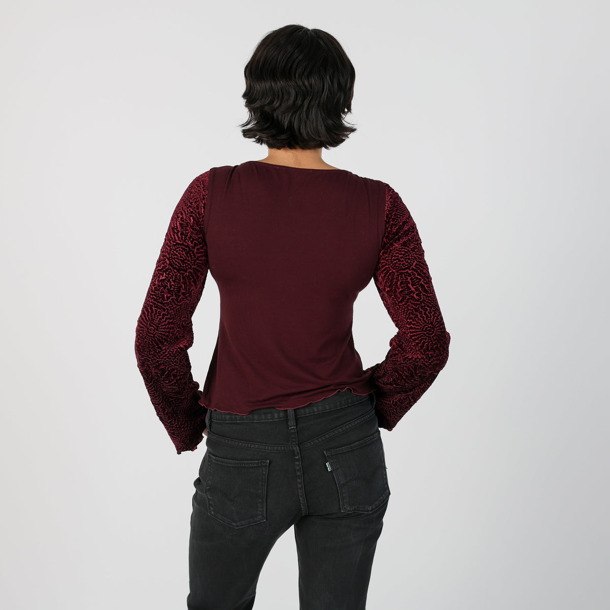 Burgundy Red Y2K Long Sleeve Top (S)