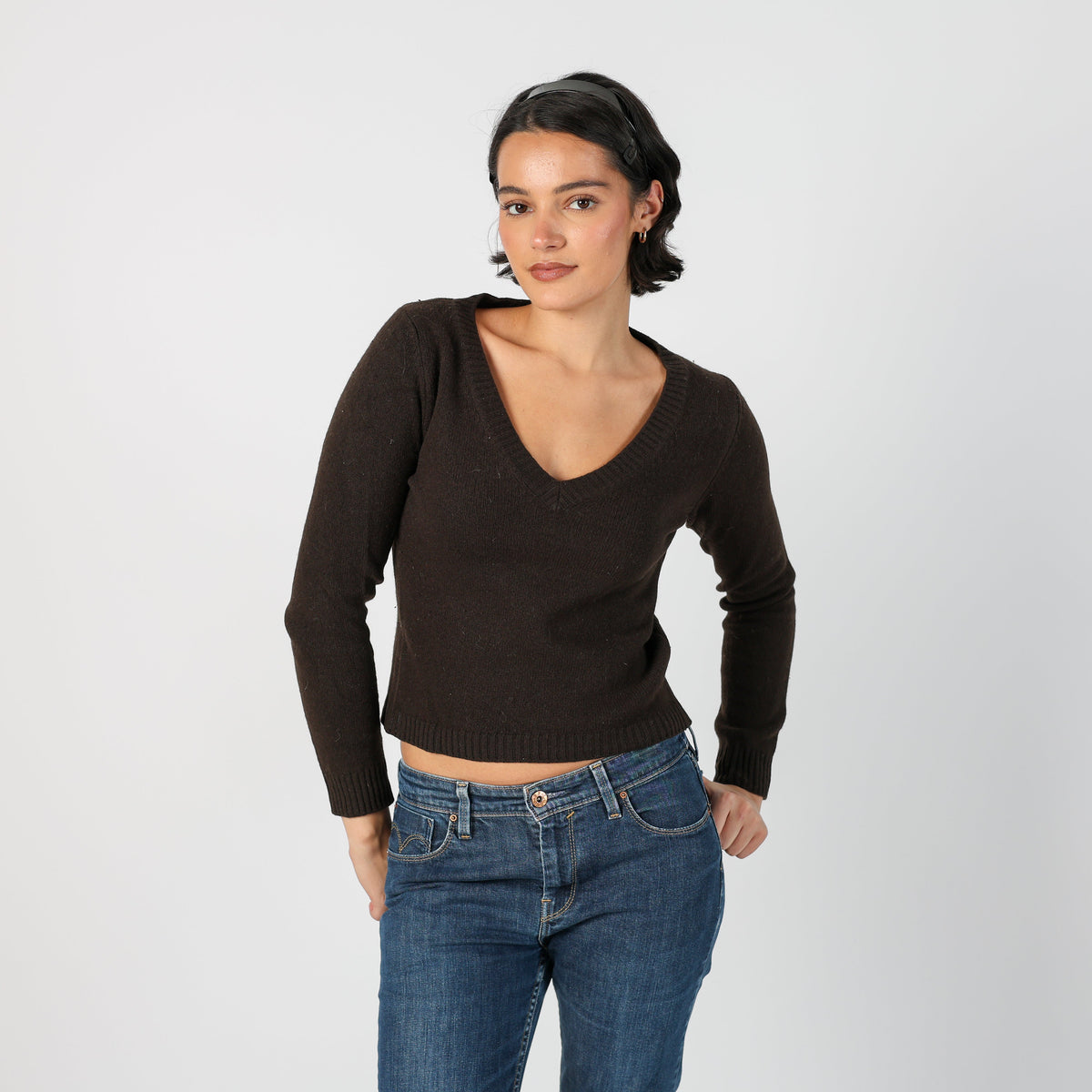 Brown Y2K United Colors of Benetton Knitted Jumper (S)