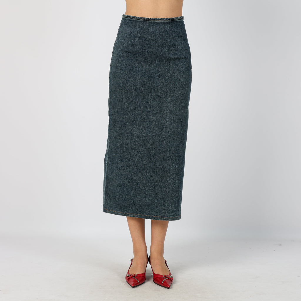Blue 90s Onyx Denim Midi Skirt (XS)