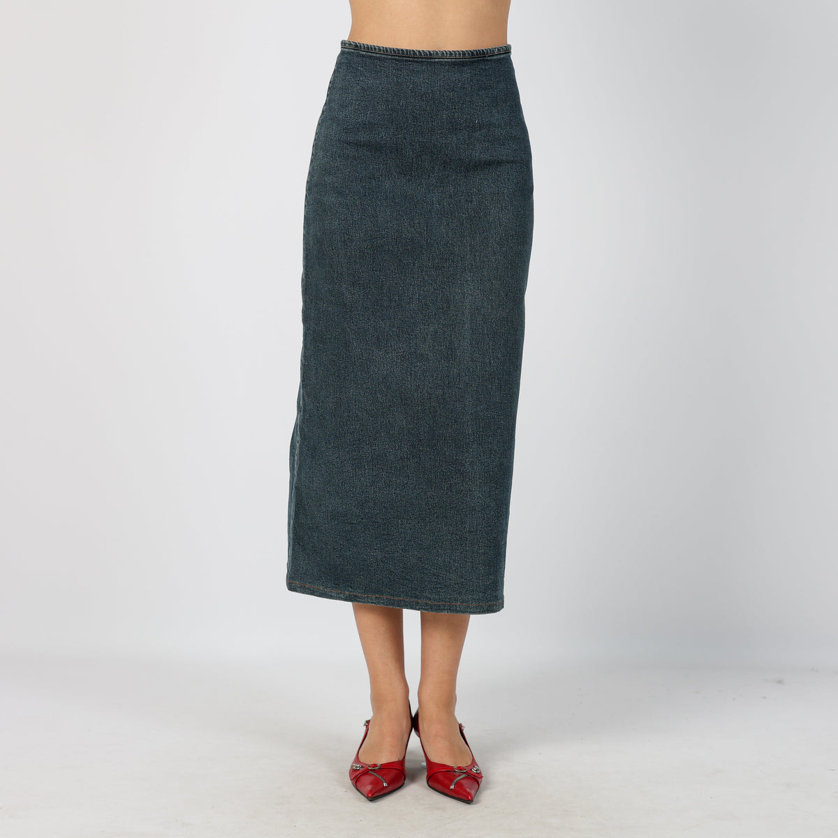 Blue 90s Onyx Denim Midi Skirt (XS)