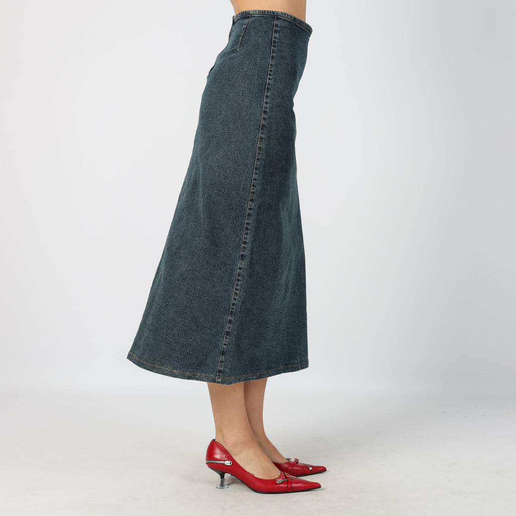 Blue 90s Onyx Denim Midi Skirt (XS)