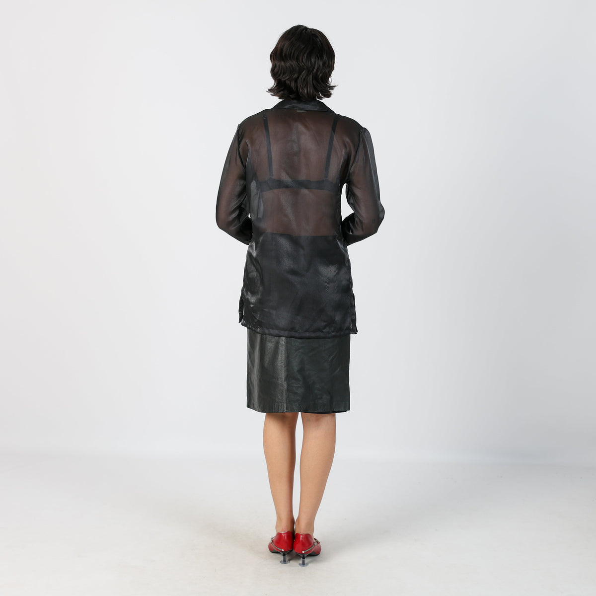 Black Y2K Hennes Leather Midi Skirt (XS)