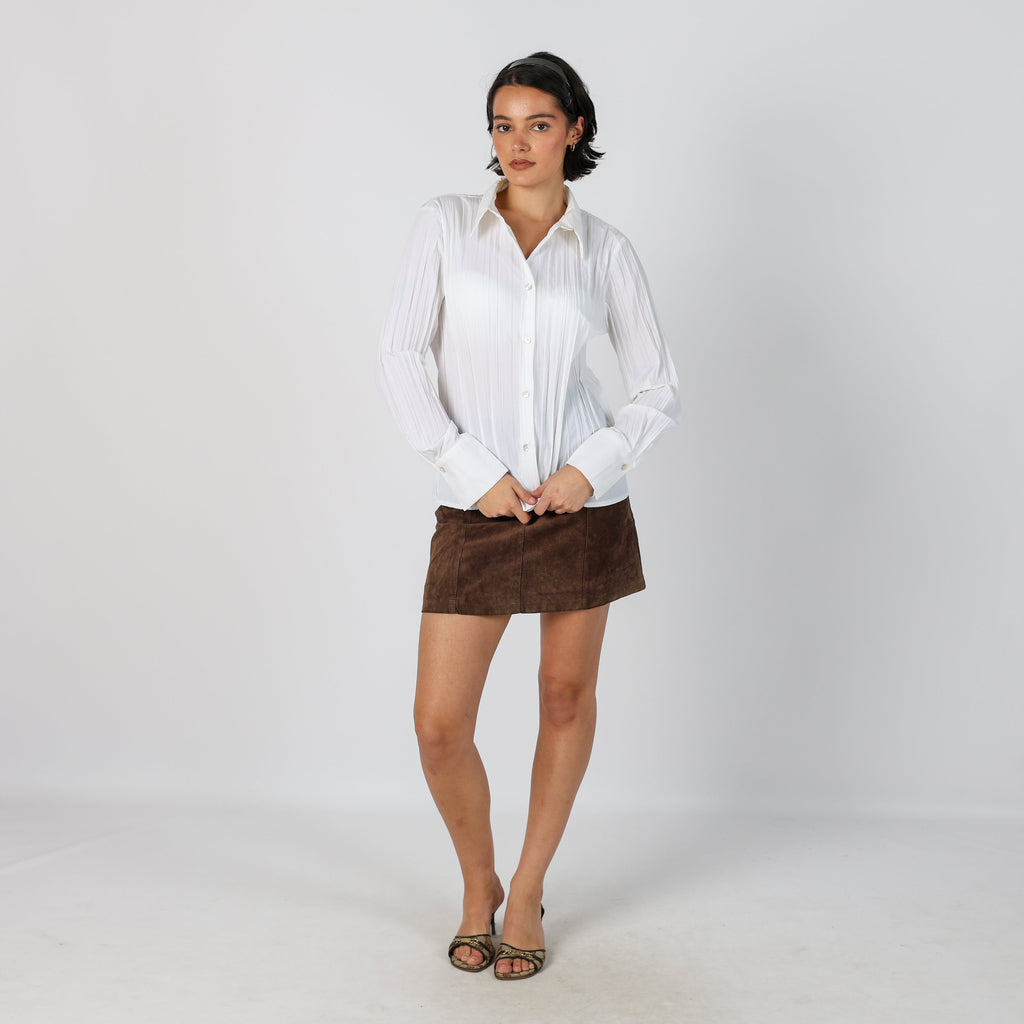 Brown Y2K Made in Italy Woven Mini Skirt (XS)