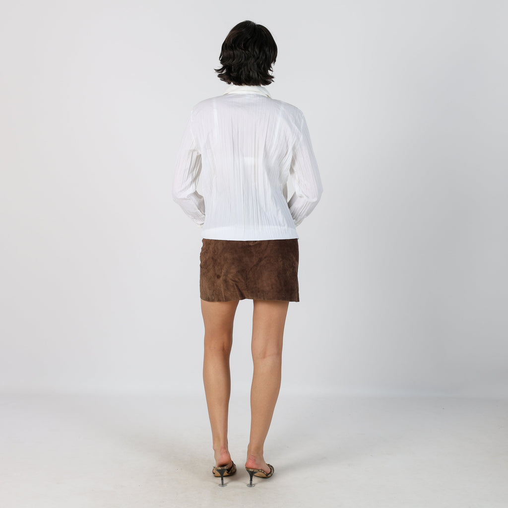 Brown Y2K Made in Italy Woven Mini Skirt (XS)