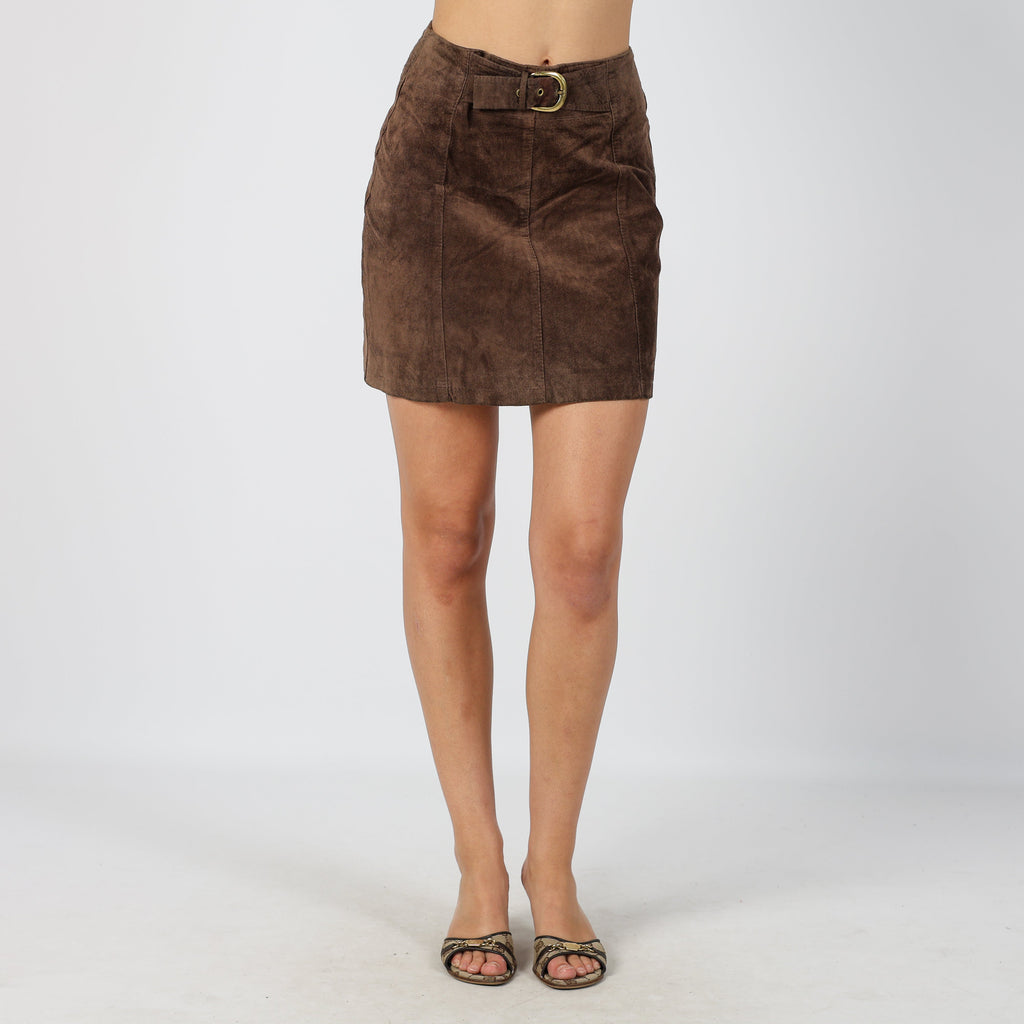Brown Y2K Made in Italy Woven Mini Skirt (XS)