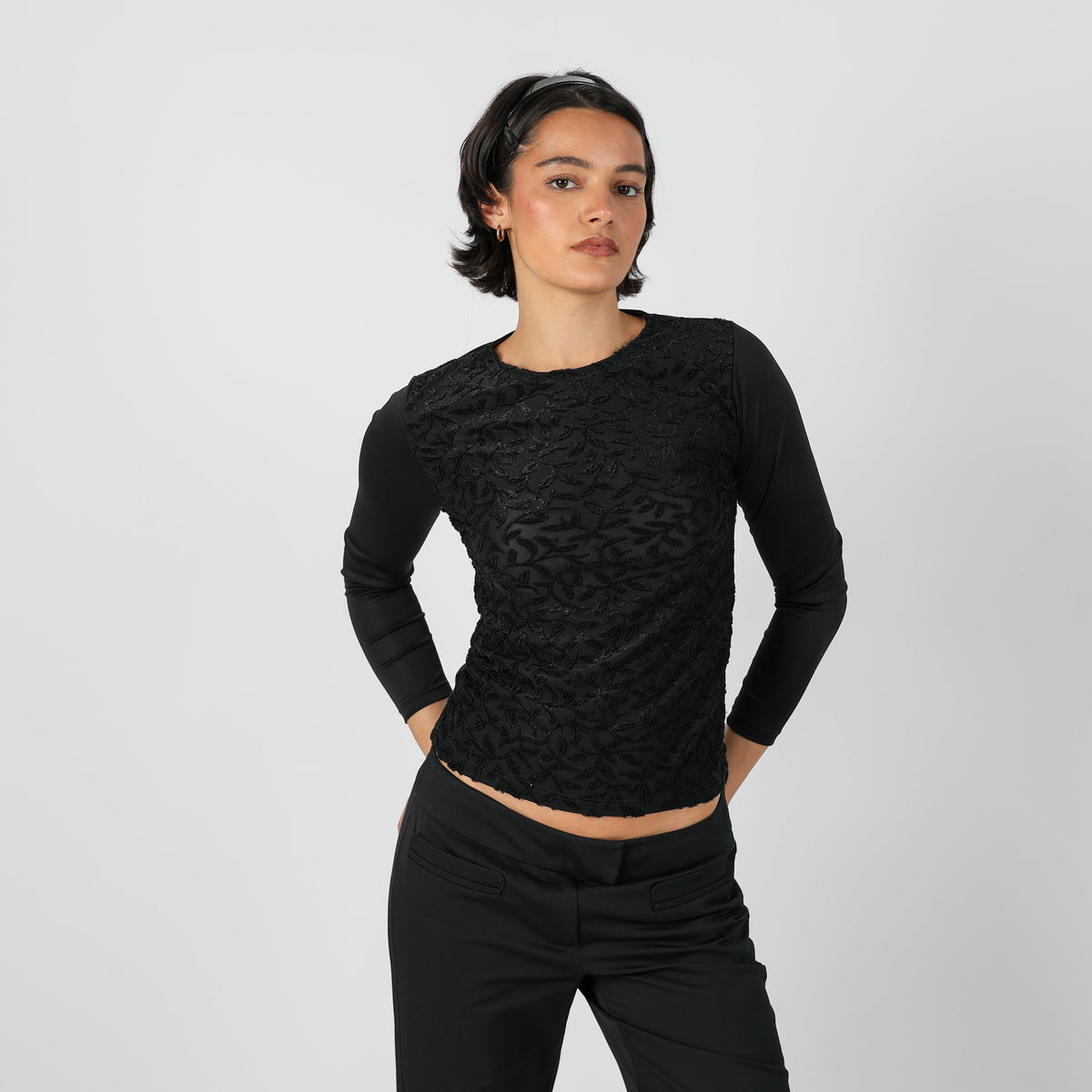 Black Y2K Made in Italy Long Sleeve Top (S)