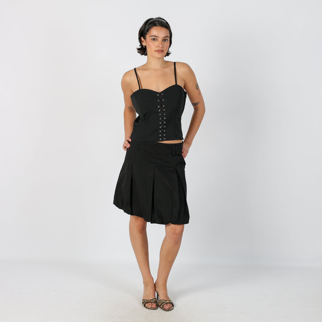 Black Y2K Denim Midi Skirt (S)