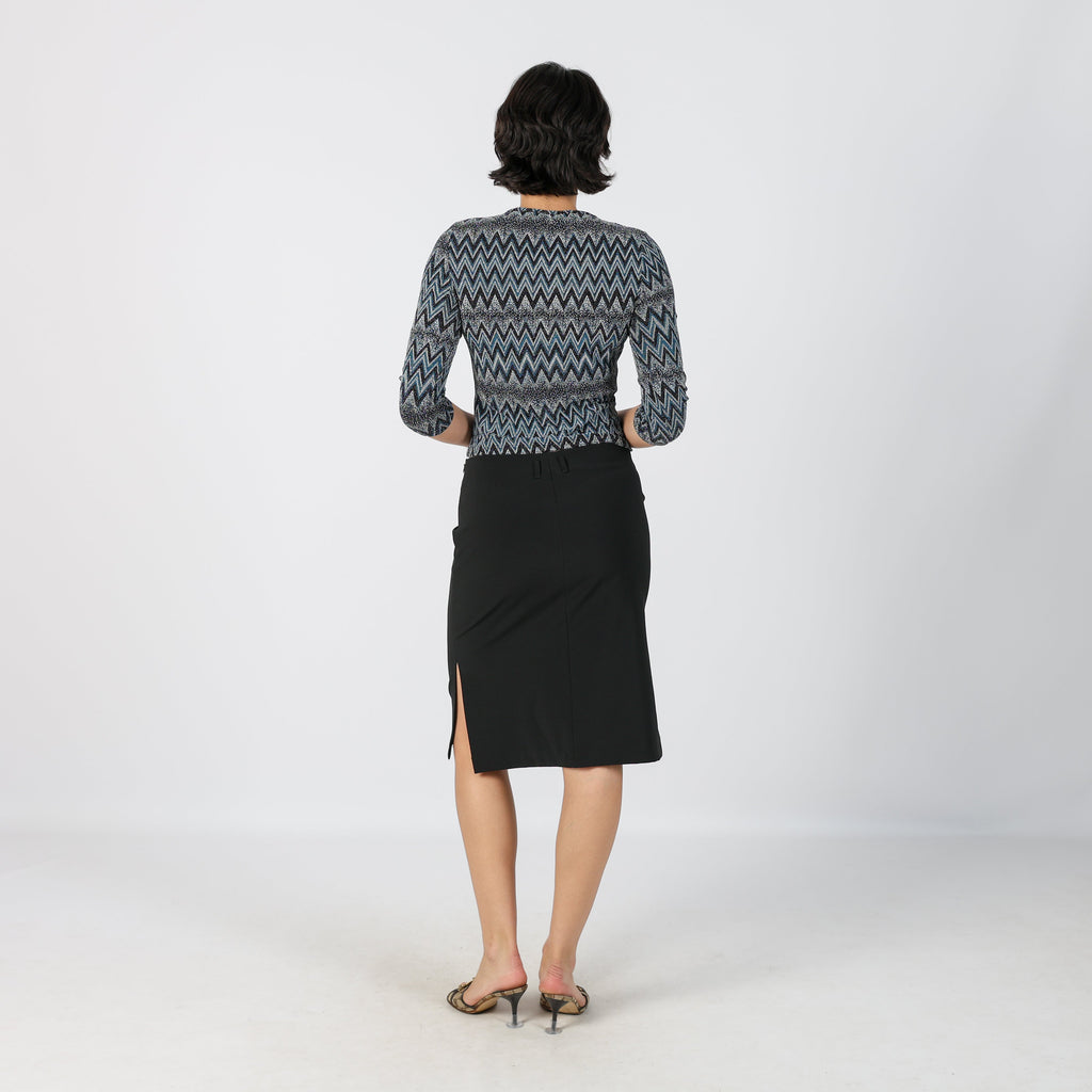 Black Y2K Made in Italy Woven Midi Skirt (S)