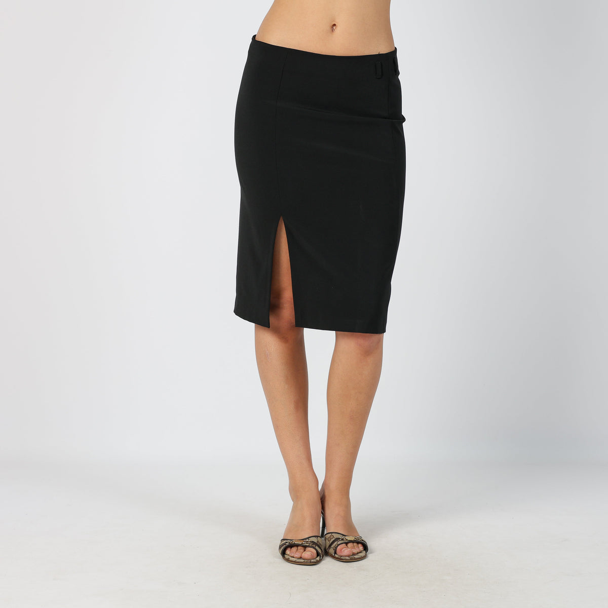 Black Y2K Made in Italy Woven Midi Skirt (S)