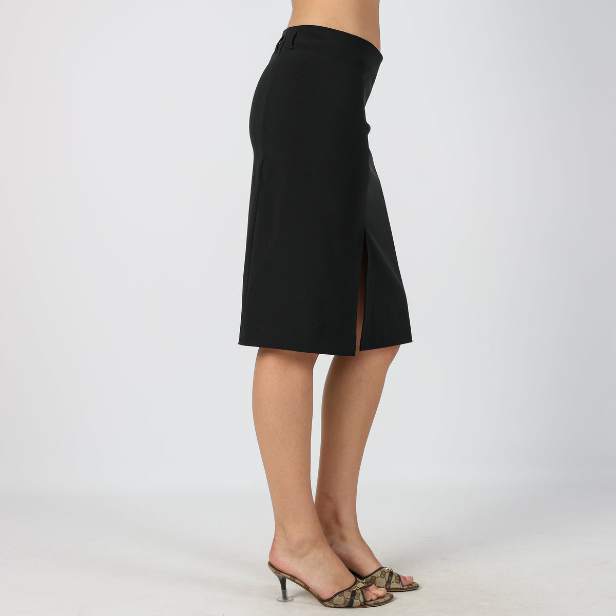 Black Y2K Made in Italy Woven Midi Skirt (S)