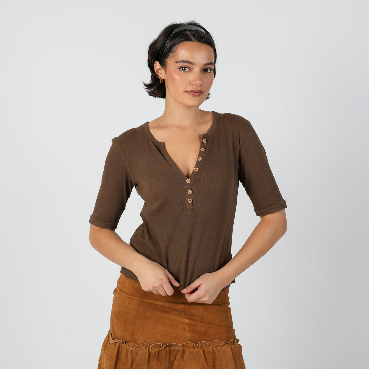 Brown Y2K Long Sleeve Top (S)