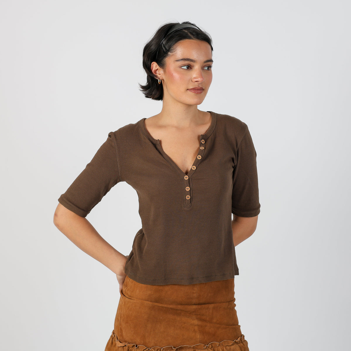 Brown Y2K Long Sleeve Top (S)