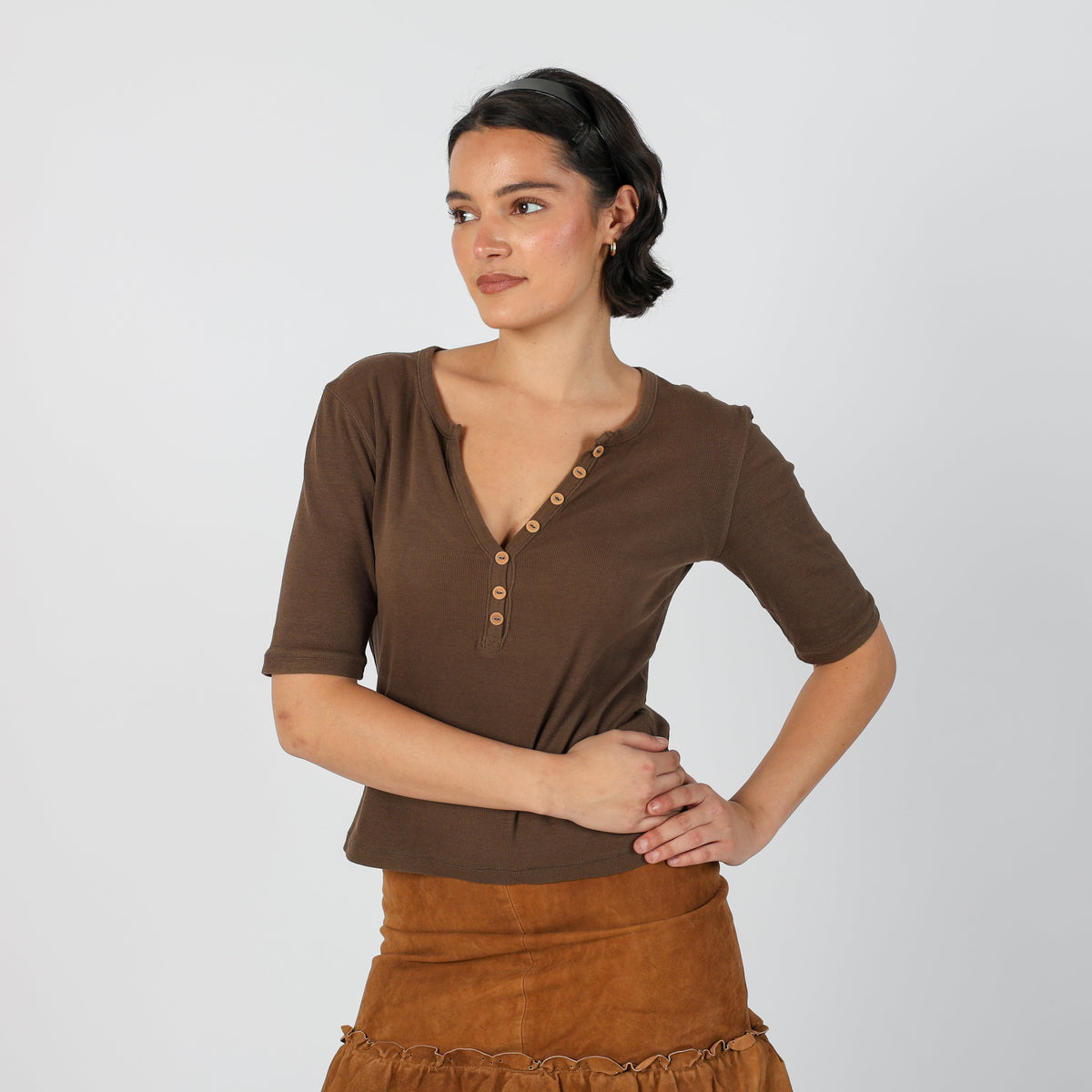 Brown Y2K Long Sleeve Top (S)