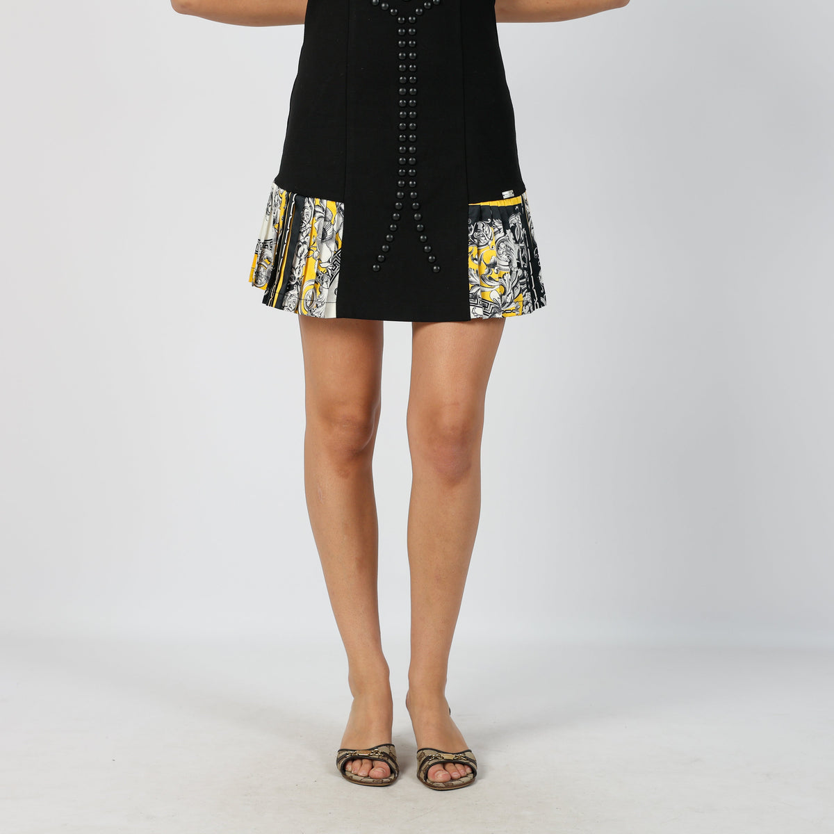 Black Y2K Denny Rose Woven Mini Dress (S)