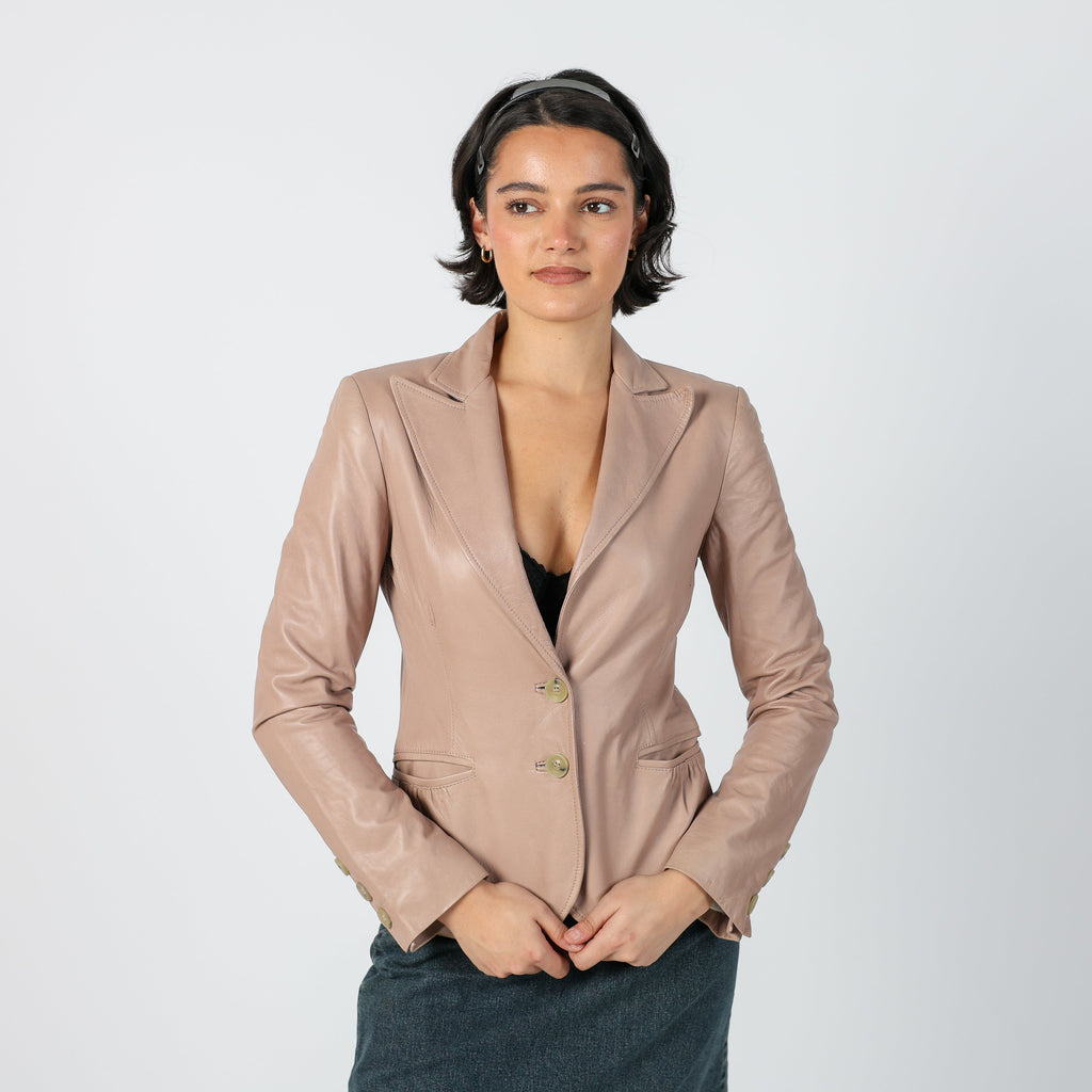 Beige Y2K Leather Jacket (S)