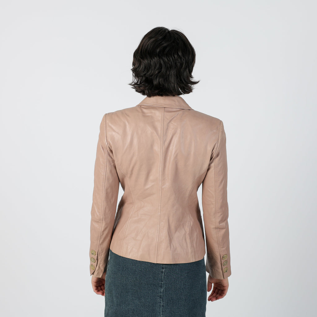Beige Y2K Leather Jacket (S)
