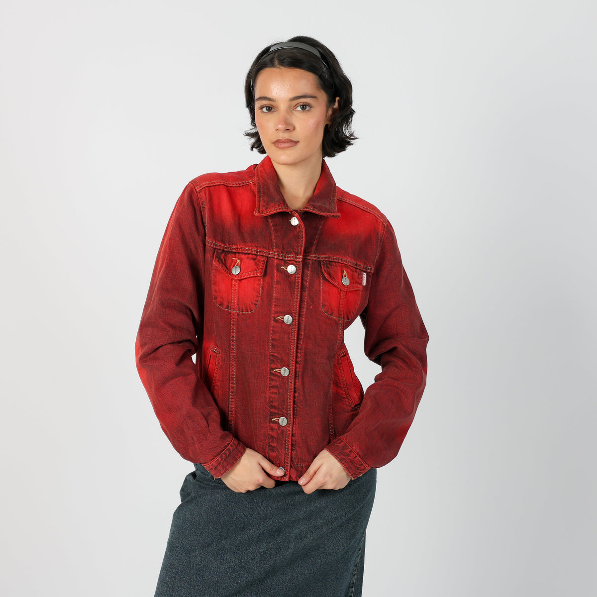 Red Y2K Made in Italy Denim Jacket (M)