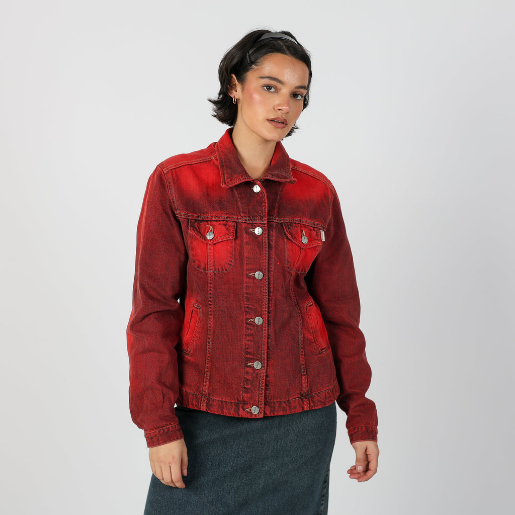 Red Y2K Made in Italy Denim Jacket (M)