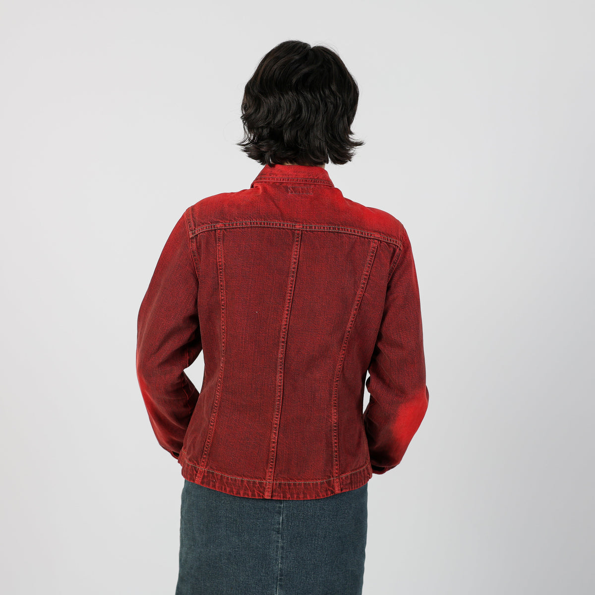 Red Y2K Made in Italy Denim Jacket (M)