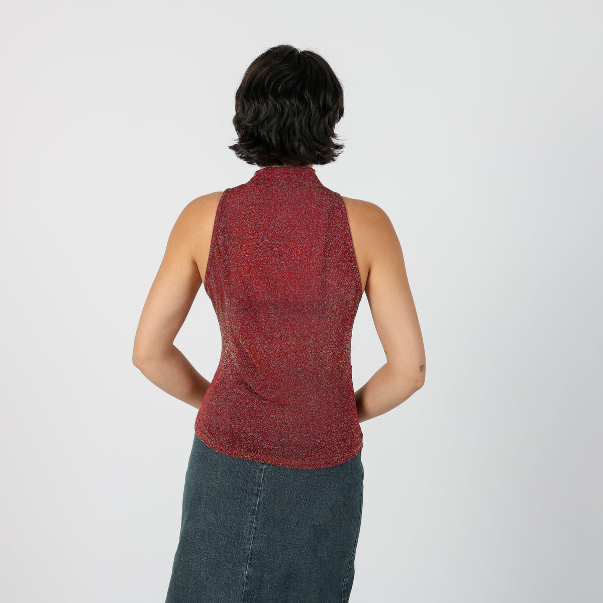 Burgundy Red Y2K Made in Italy Cami Semi Sheer (S)