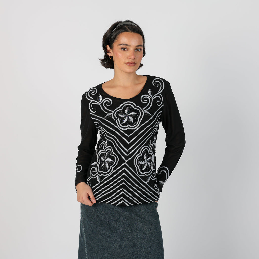Black Y2K Conos Long Sleeve Top (M)