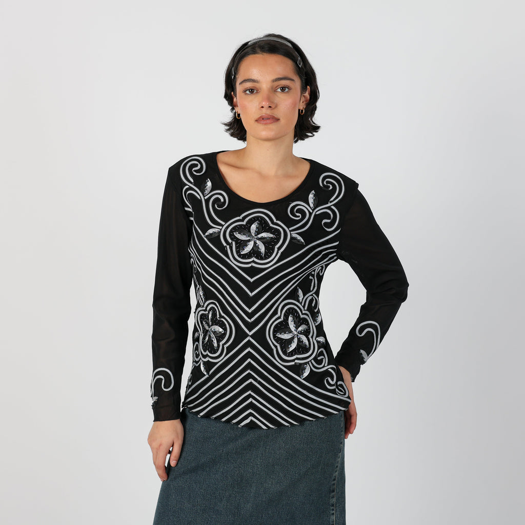 Black Y2K Conos Long Sleeve Top (M)